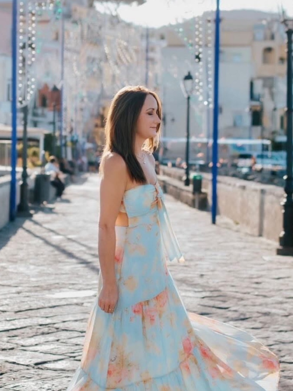Hello Molly Powder Blue Floral Tie-Front Maxi Dress
